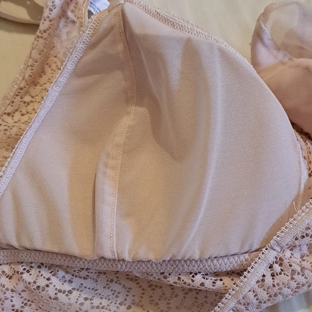 DKNY Lace Bralett and Panty Set, Soft Blush, Bralett M Panty L. NWOT